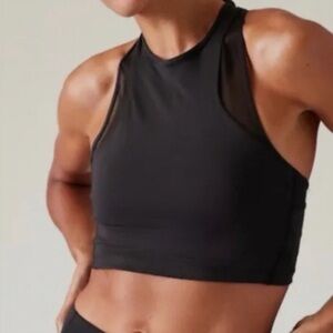 Athleta Black Activewear Top with mesh accents